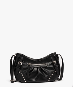 sac besace demi-lune souple a clous femme noir sacs bandouliereE037501_4