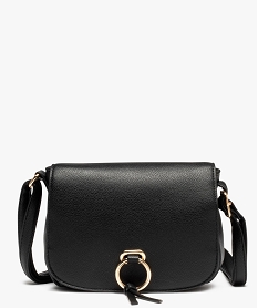 GEMO Sac besace avec anneau métallique sur le rabat femme Noir