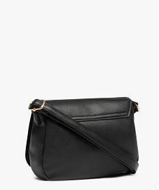 sac besace avec anneau metallique sur le rabat femme noir sacs bandouliereE037701_2