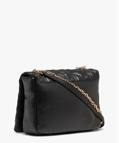 sac besace a rabat matelasse et anse en chaine femme noir sacs bandouliereE037801_2