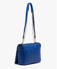 sac besace a rabat matelasse et anse en chaine femme bleu sacs bandouliereE037901_2