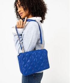 sac besace a rabat matelasse et anse en chaine femme bleu standard sacs bandouliereE037901_4