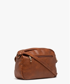 sac besace compact avec rabat irise et pompons femme marron vif sacs bandouliereE039301_2