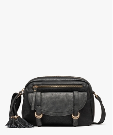 GEMO Sac besace compact avec rabat irisé et pompons femme noir standard