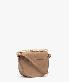 sac besace avec chaine decorative femme brun sacs bandouliereE040301_2