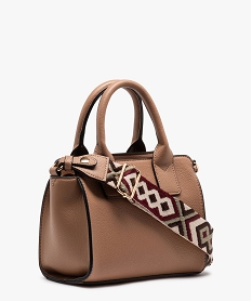 sac femme en matiere grainee avec large bandouliere amovible brun sacs bandouliereE041101_2