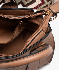 sac femme en matiere grainee avec large bandouliere amovible brun sacs bandouliereE041101_3