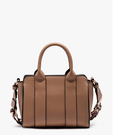 sac femme en matiere grainee avec large bandouliere amovible brun sacs bandouliereE041101_4