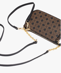 sac besace compact imprime avec bandouliere en chaine femme noir sacs bandouliereE041301_4
