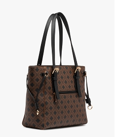 sac imprime porte epaule femme brun sacs a mainE041801_2