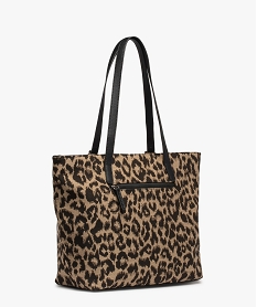 sac a main forme cabas en tissu imprime leopard femme noir sacs a mainE041901_2