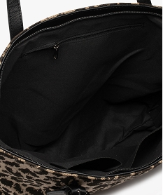 sac a main forme cabas en tissu imprime leopard femme noir sacs a mainE041901_3