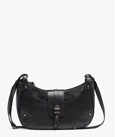 GEMO Sac besace grainé forme demi-lune femme Noir