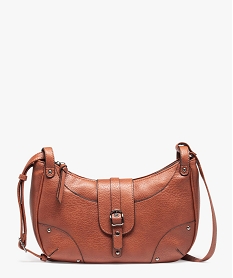 GEMO Sac besace grainé forme demi-lune femme Orange