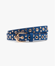 ceinture fine toucher velours a œillets et clous dores femme bleu standard autres accessoiresE043001_1