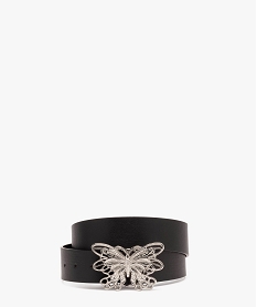 GEMO Ceinture large à boucle métal papillon femme noir standard