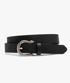 GEMO Ceinture à boucle serpent en métal argenté femme noir standard