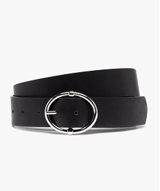 GEMO Ceinture large unie à boucle ovale argentée femme noir standard