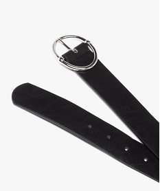 ceinture large unie a boucle ovale argentee femme noirE043901_2
