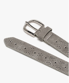 ceinture a motifs fleuris perfores et clous argentes femme grisE044001_2