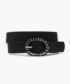 ceinture mate a surpiqures et boucle tressee femme noir standardE044401_1