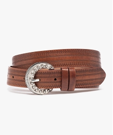 GEMO Ceinture gravée à boucle fantaisie femme marron standard