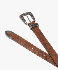 ceinture a motif esprit western avec boucle ciselee femme brunE044601_2