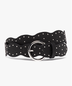 GEMO Ceinture à forme originale et clous dorés femme noir standard