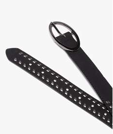 ceinture femme tressee avec boucle metallique ovale noirE044901_2