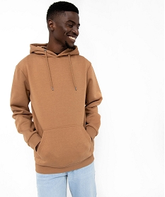 sweat homme a capuche interieur molletonne brun sweatsE045101_2