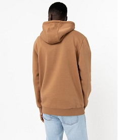 sweat homme a capuche interieur molletonne brun sweatsE045101_3