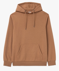 sweat homme a capuche interieur molletonne brun sweatsE045101_4
