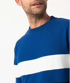 sweat en maille bouclette tricolore homme bleu sweatsE045501_2