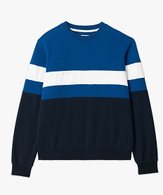 sweat en maille bouclette tricolore homme bleu sweatsE045501_4