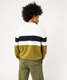 sweat en maille bouclette tricolore homme vert sweatsE045601_3