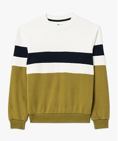 sweat en maille bouclette tricolore homme vert sweatsE045601_4
