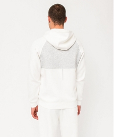 sweat a capuche et col zippe bicolore homme blanc sweatsE045801_3