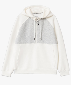 sweat a capuche et col zippe bicolore homme blanc sweatsE045801_4
