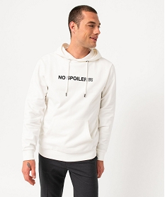 sweat en molleton doux avec capuche homme blanc sweatsE045901_2