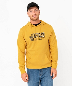 GEMO Sweat en molleton doux avec capuche homme Jaune