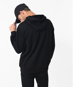 sweat a capuche en molleton imprime homme noirE046201_3