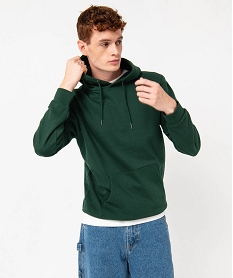 sweat a capuche interieur molletonne homme vert sweatsE047201_2