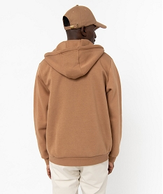 sweat zippe a capuche homme brun sweatsE047701_3
