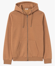 sweat zippe a capuche homme brun sweatsE047701_4