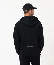 sweat zippe a capuche en maille extensible homme noir sweatsE047801_3