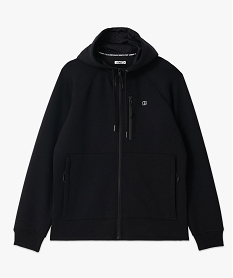 sweat zippe a capuche en maille extensible homme noir sweatsE047801_4