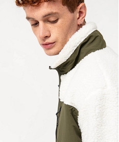 sweat zippe en sherpa homme beige sweatsE047901_2