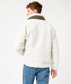 sweat zippe en sherpa homme beige sweatsE047901_3