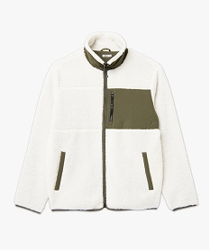 sweat zippe en sherpa homme beige sweatsE047901_4