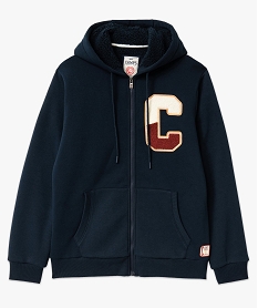 sweat zippe a capuche double sherpa homme - camps united bleu sweatsE048001_4